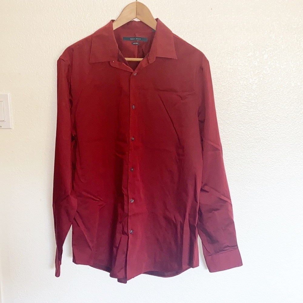 Perry Ellis Red Business Casual Men's Button Front Dress Shirt
